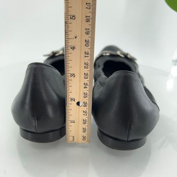 AGL Women Monika Ballet Flat Size 43.5 13.5 Black Leather Shoe Cap Toe Italy - Picture 6 of 13